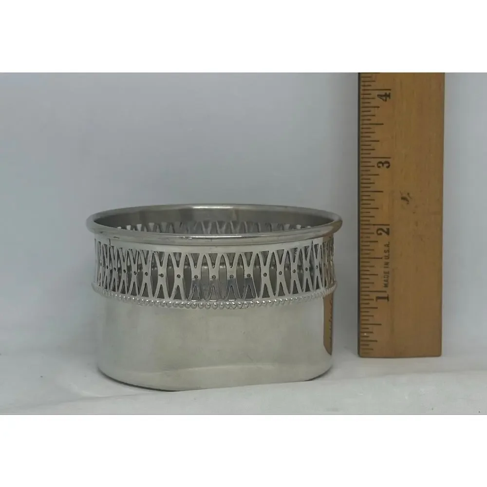 Vintage Eastern Pewter 3 3/4” Wine or Champagne Bottle Coaster Reticulated Rim